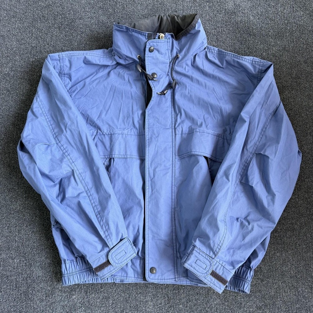 Vintage Towne From London Fog Jacket Mens Med Blue Microfiber Windbreaker Lined